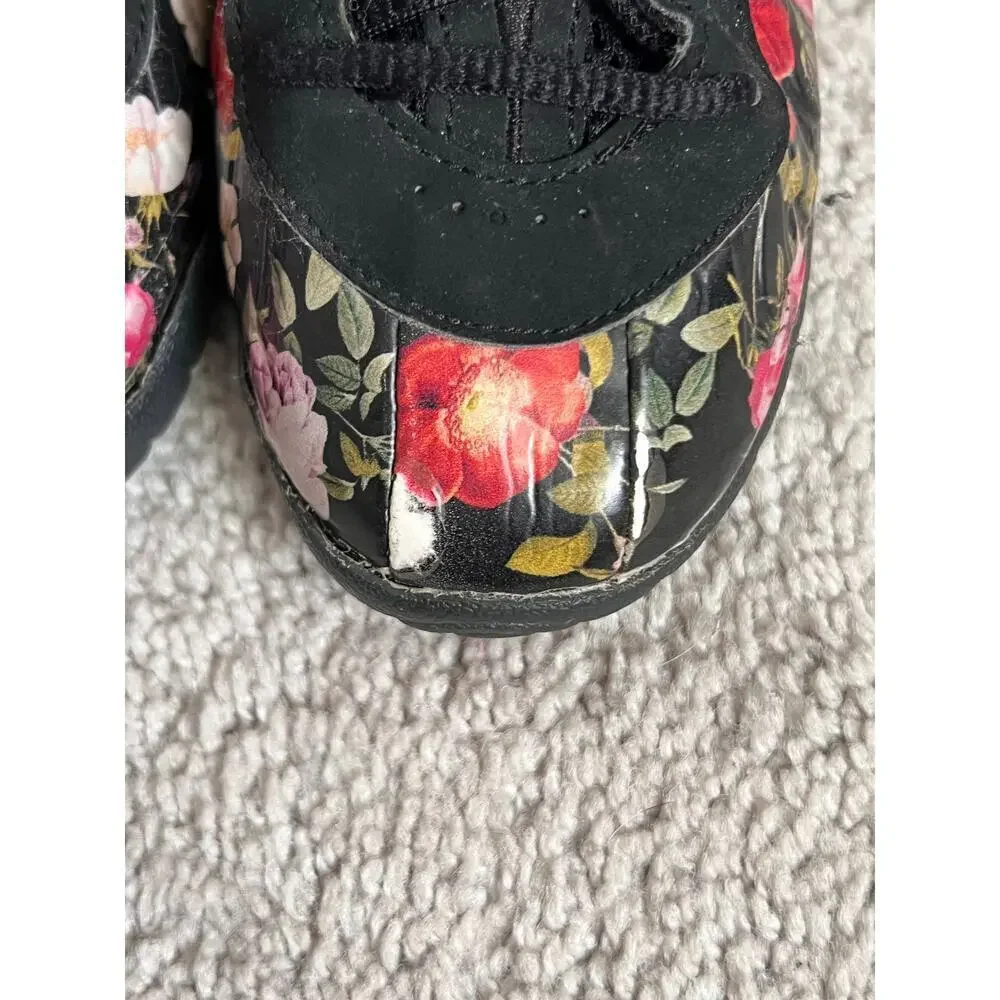 Nike Air Foamposite One Floral Lace-Up Sneakers Black/Black-Metallic Gold 10C